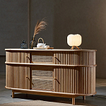 Дизайнерский комод овальный с фактурным фасадом и вставками из плетеных элементов Ambar варинант исполнения - 2 | Loft Concept в Санкт-петербурге