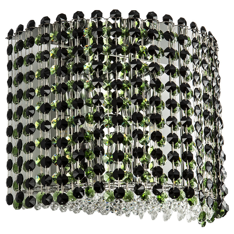 Бра с хрустальными подвесками хром Crystal Art Chrome Green Wall Lamp Хром Черный Зеленый в Санкт-петербурге | Loft Concept 