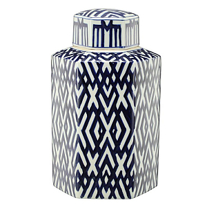 Ваза с крышкой и графическим узором в сине-белых цветах Blue & White Ornament