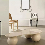 Дизайнерский журнальный стол с изогнутой столешницей на круглых ножках Rigilyr варинант исполнения - 2 | Loft Concept в Санкт-петербурге