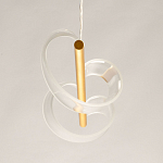 Люстра линейная золотистого цвета с двумя прозрачными волнистыми элементами Wave Line варинант исполнения - 8 | Loft Concept в Санкт-петербурге