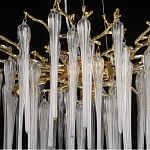 Люстра золотого цвета с декоративными ветками и длинными прозрачными стеклянными подвесами в форме сосулек Droplet Chandelier варинант исполнения - 10 | Loft Concept в Санкт-петербурге