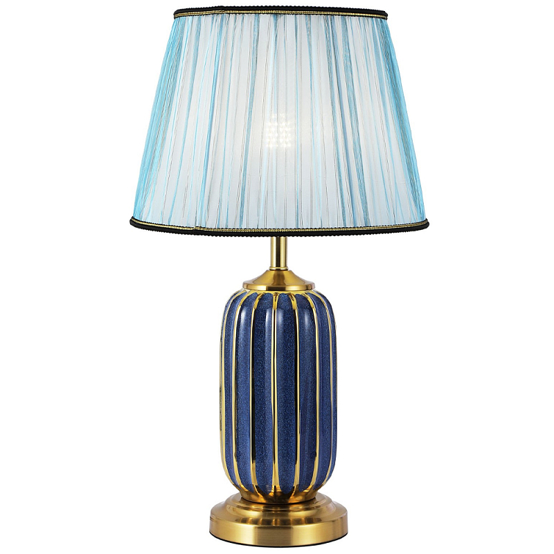 Настольная лампа с абажуром Terenzio Blue Table Lamp Синий Золотой Голубой в Санкт-петербурге | Loft Concept 