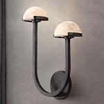 Бра с 2-мя мраморными плафонами на черном корпусе Light Warm Light варинант исполнения - 3 | Loft Concept в Санкт-петербурге