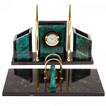 Настольный письменный набор из змеевика с часами Successful Leader варинант исполнения - 1 | Loft Concept в Санкт-петербурге