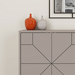 Комод бежево-серый с 4-мя дверцами с геометрическим рисунком на металлических ножках DUNE CONSOLE LIGHT MOCHA варинант исполнения - 4 | Loft Concept в Санкт-петербурге