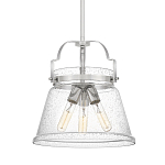 Подвесной светильник с прозрачным стеклянным плафоном в форме колокола с эффектом пузырьков и тремя лампами Quoizel варинант исполнения - 1 | Loft Concept в Санкт-петербурге