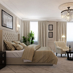 Кровать двуспальная бежевая с основанием из массива дерева с мягким изголовьем Flax Beds варинант исполнения - 4 | Loft Concept в Санкт-петербурге