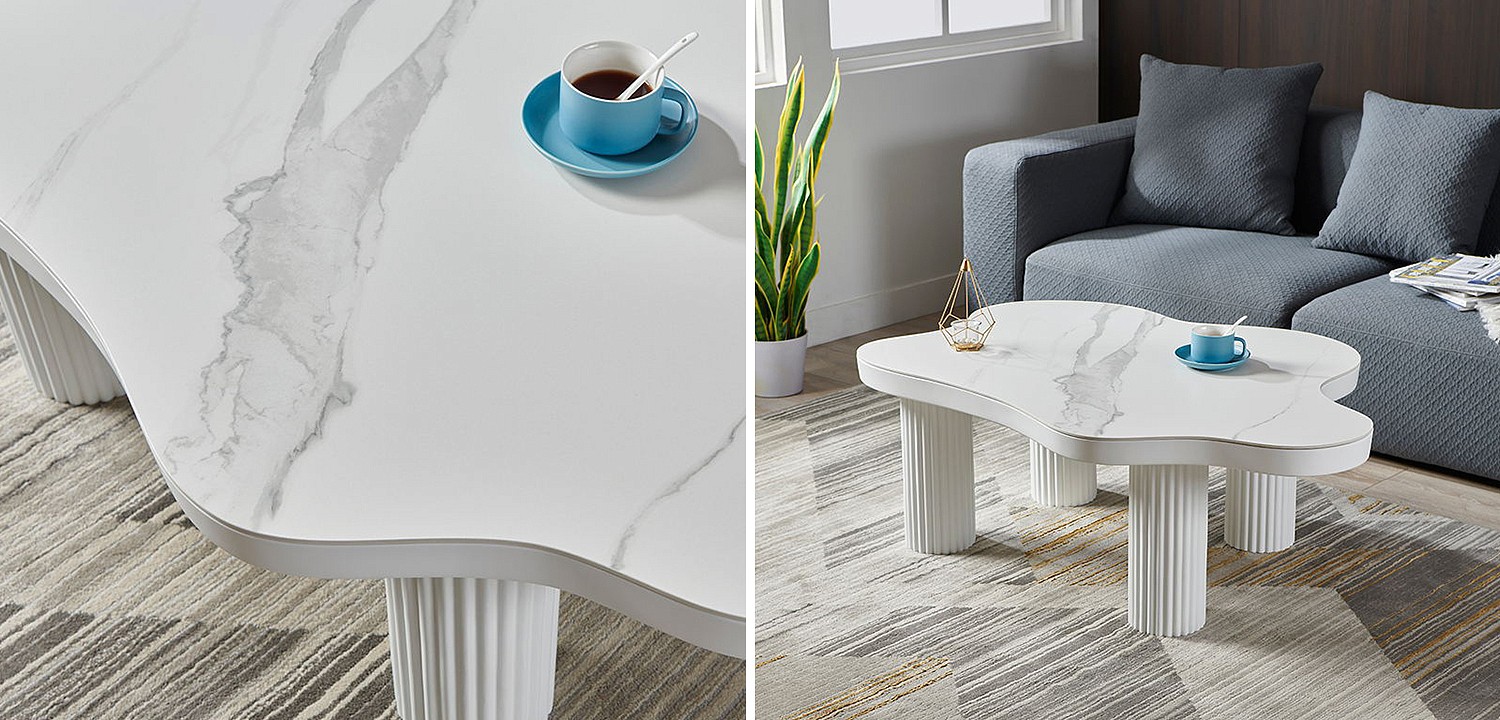 Белый кофейный стол с каменной столешницей White Pillar Coffee Table - Loft-Concept в Санкт-петербурге