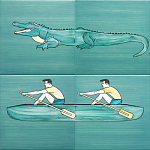 Плитка с узором Крокодил байдарочник варинант исполнения - 1 | Loft Concept в Санкт-петербурге