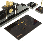 Настольный письменный набор из чёрного обсидиана с декором в виде льва Golden Lion варинант исполнения - 3 | Loft Concept в Санкт-петербурге