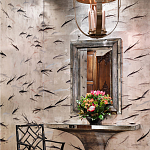 Обои ручная роспись Fishes Blue Pearl on Tarnished Silver gilded silk with pearlescent antiquing варинант исполнения - 1 | Loft Concept в Санкт-петербурге