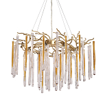 Люстра подвесная золотого цвета с разветвленными ветвями и прозрачными стеклянными подвесками Droplet Chandelier варинант исполнения - 1 | Loft Concept в Санкт-петербурге