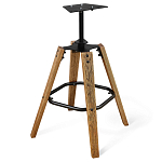 Барный стул со спинкой и металлической подставкой на 4-х деревянных ножках Бежевый Велюр Vendramin Chair варинант исполнения - 8 | Loft Concept в Санкт-петербурге