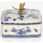 Фарфоровая шкатулка с бронзовой стрекозой Blue and White варинант исполнения - 3 | Loft Concept в Санкт-петербурге