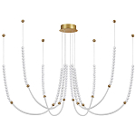 Люстра подвесная с 6-ю изогнутыми плафонами и белыми декоративными шариками PEARLS Suspension варинант исполнения - 1 | Loft Concept в Санкт-петербурге