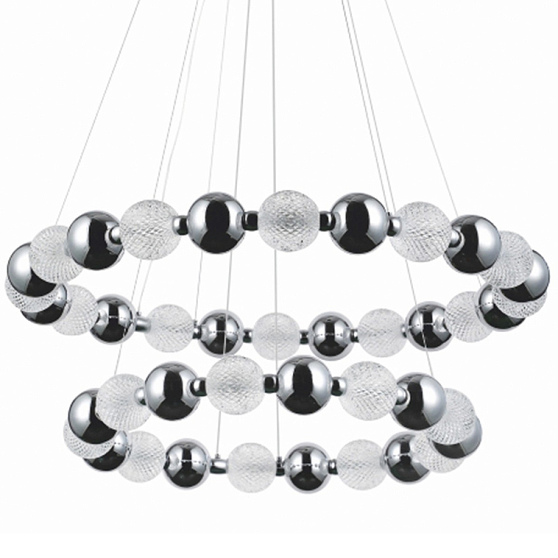 Светодиодная двухъярусная кольцевая люстра Crystal Globule Chandelier Chrome Прозрачный Хром в Санкт-петербурге | Loft Concept 