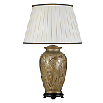 Настольная лампа восточная с основанием из керамики серебряная с цветочным и лиственным декором и белым плиссированным абажуром Elstead Lighting варинант исполнения - 1 | Loft Concept в Санкт-петербурге