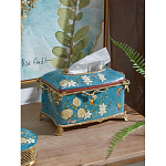 Салфетница прямоугольная голубого цвета с цветами и бабочками Blue Garden варинант исполнения - 3 | Loft Concept в Санкт-петербурге