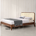 Кровать двуспальная с каркасом из дерева и мягким изголовьем Moon Walnut Bed варинант исполнения - 6 | Loft Concept в Санкт-петербурге