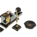 Настольный письменный набор с часами из природного камня обсидиана National Еmblem варинант исполнения - 5 | Loft Concept в Санкт-петербурге