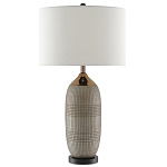 Настольная лампа керамическая с тканевым цилиндрическим абажуром Bullet варинант исполнения - 2 | Loft Concept в Санкт-петербурге