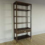 Стеллаж Elsa Dreams Walnut со стеклянными полками и ящиком варинант исполнения - 1 | Loft Concept в Санкт-петербурге