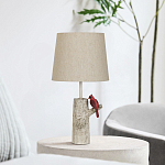 Настольная лампа с тканевым абажуром и основанием в виде птицы на дереве Simurq варинант исполнения - 3 | Loft Concept в Санкт-петербурге