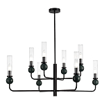 Люстра с 8-ю плафонами в форме стеклянных трубок и мраморных декоративных элементов Montreal варинант исполнения - 1 | Loft Concept в Санкт-петербурге