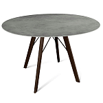 Стол обеденный с серой овальной столешницей из керамики на четырех деревянных ножках Gray Ceramics варинант исполнения - 1 | Loft Concept в Санкт-петербурге