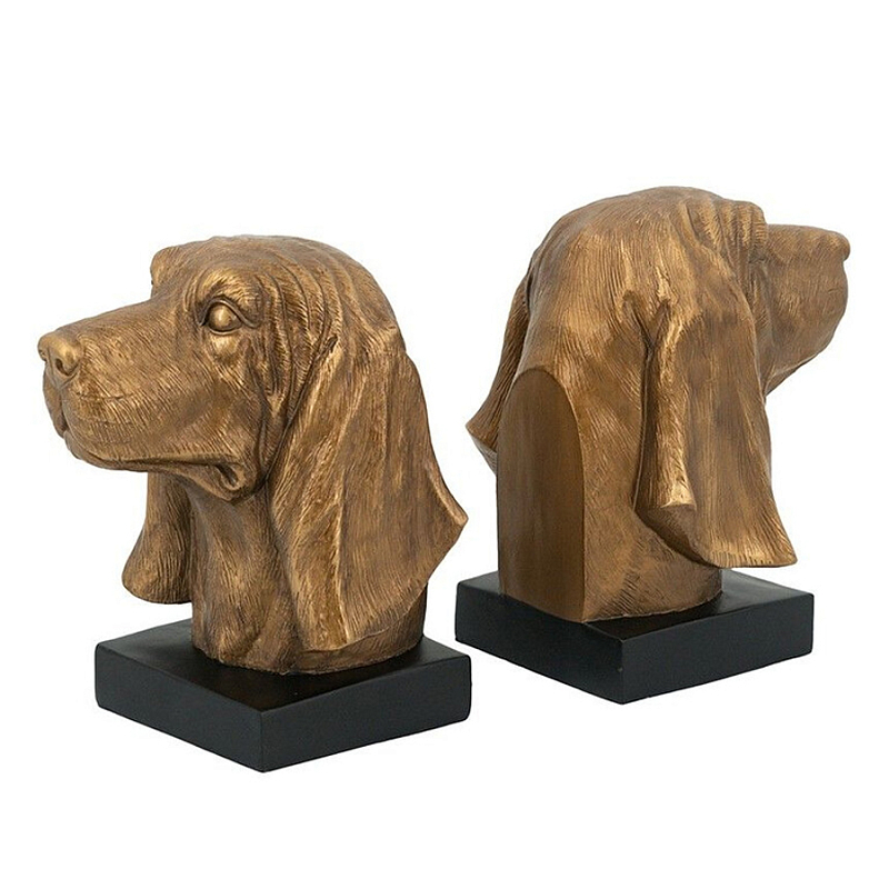 Держатель для книг с бронзовыми фигурками головы собаки Dog Elegance Бронза Черный Держатель для книг с бронзовыми фигурками головы собаки Dog Elegance Бронза Черный в Санкт-петербурге | Loft Concept