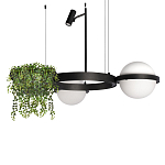 Подвесной светильник с 2-мя шарообразными плафонами и цилиндрическим спотом Light of Еyes варинант исполнения - 1 | Loft Concept в Санкт-петербурге