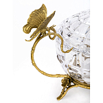 Конфетница из прозрачного рельефного стекла с ручками в виде стрекоз и фигуркой лебедя Eden Garden варинант исполнения - 2 | Loft Concept в Санкт-петербурге