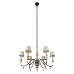 Люстра на металлическом основании с 6-ю белыми тканевыми абажурами Terrain варинант исполнения - 4 | Loft Concept в Санкт-петербурге