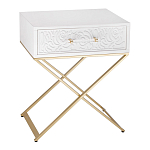 Приставной столик с выдвижным ящиком  White Table Carved Pattern варинант исполнения - 1 | Loft Concept в Санкт-петербурге