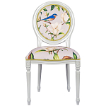 Стул светло-серый из натурального бука с изображением птиц и цветов Blooming Blue Birds варинант исполнения - 1 | Loft Concept в Санкт-петербурге