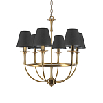 Люстра на металлическом основании бронзового цвета с 6-ю черными конусовидными абажурами Dignity варинант исполнения - 2 | Loft Concept в Санкт-петербурге