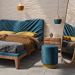 Пуф синий велюр на золотом металлическом основании Golden Belt варинант исполнения - 4 | Loft Concept в Санкт-петербурге