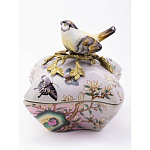 Шкатулка фиолетового цвета с рисунком бабочек и крышкой с фигуркой птицы на ветке Eden Garden варинант исполнения - 2 | Loft Concept в Санкт-петербурге