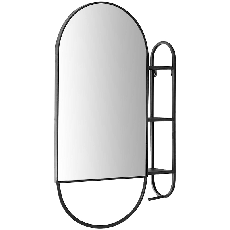 Овальное настенное зеркало с боковым креплением Cole Industrial Mood Mirror Черный в Санкт-петербурге | Loft Concept 