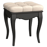 Пуф из массива бука с бежевой обивкой из велюра White Provence Black Provence варинант исполнения - 1 | Loft Concept в Санкт-петербурге