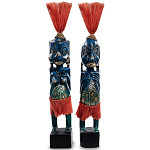 Комплект из 2-х деревянных статуэток Asmat Straw Headdress Statuettes Multicolor варинант исполнения - 2 | Loft Concept в Санкт-петербурге