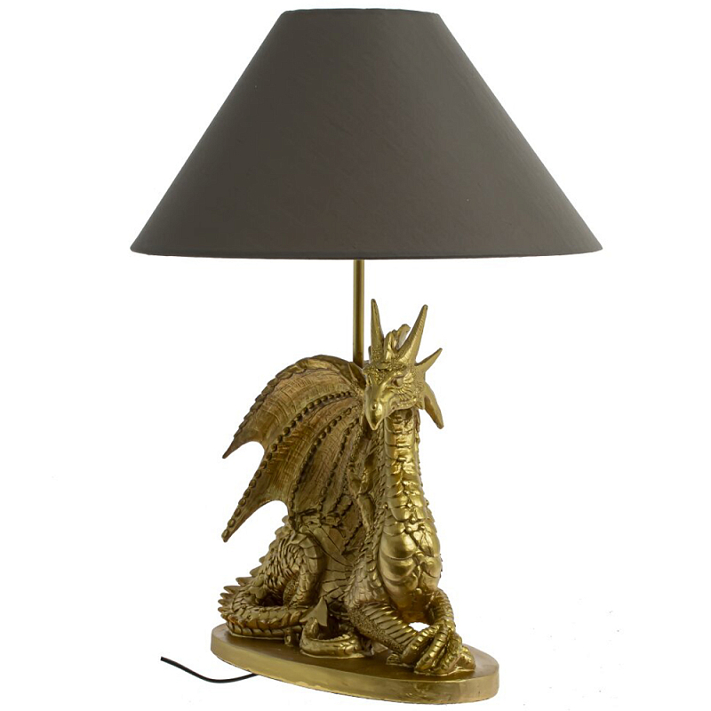 Настольная лампа с абажуром Дракон Golden Dragon Lamp Brown Золотой Коричневый в Санкт-петербурге | Loft Concept 