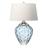 Настольная лампа со белым конусным абажуром и прозрачным голубым стеклянным основанием Quintiesse варинант исполнения - 1 | Loft Concept в Санкт-петербурге