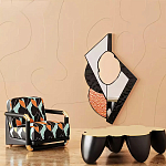 Дизайнерский журнальный стол округлой формы чёрный с золотой столешницей Fufem варинант исполнения - 1 | Loft Concept в Санкт-петербурге