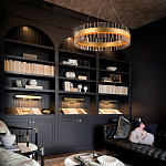 Люстра кольцевая чёрного цвета с вертикальными стеклянными элементами Ring Horizontal варинант исполнения - 2 | Loft Concept в Санкт-петербурге