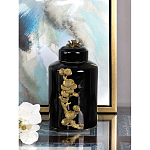 Банка с крышкой из фарфора с бронзовым цветочным элементом Eden Garden варинант исполнения - 4 | Loft Concept в Санкт-петербурге