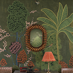 Обои ручная роспись Malwa Original colourway on Olive tobacco варинант исполнения - 1 | Loft Concept в Санкт-петербурге