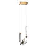 Подвесной светильник с декоративной фигуркой птицы на прозрачной изогнутой трубке Ganthea варинант исполнения - 2 | Loft Concept в Санкт-петербурге