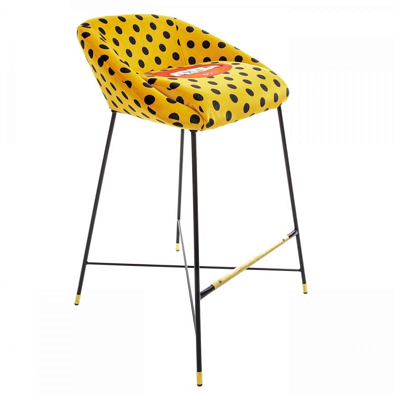 Барный стул Seletti High Stool Shit Черный Желтый в Санкт-петербурге | Loft Concept 